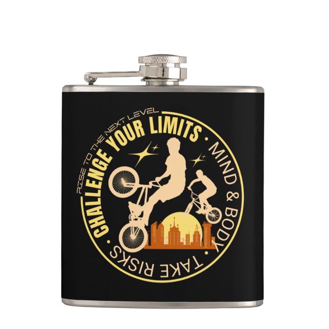 Challenge Your Limits Next Level Inspirational  Hip Flask (Front)