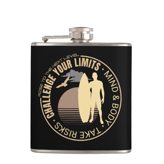 Challenge Your Limits Next Level Inspirational  Hip Flask (Front)