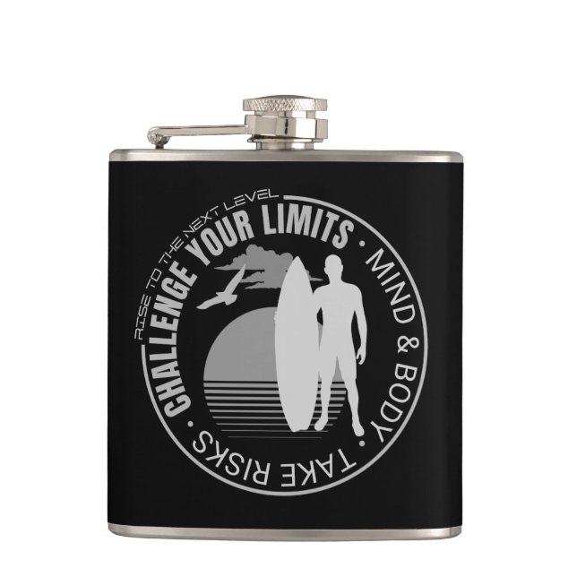 Challenge Your Limits Next Level Inspirational  Hip Flask (Front)