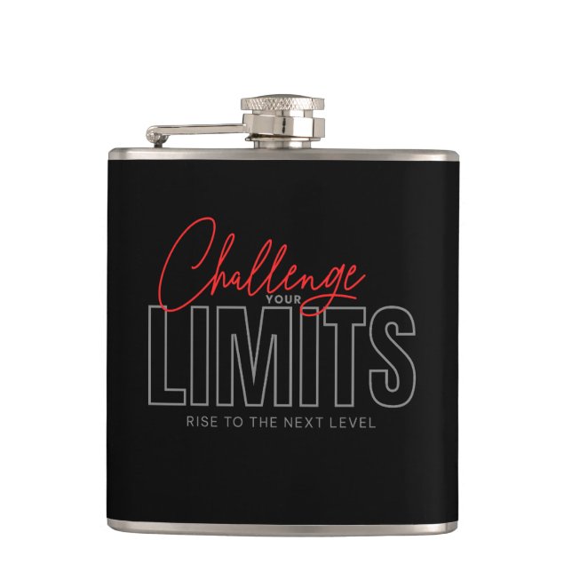 Challenge Your Limits Next Level Inspirational  Hip Flask (Front)