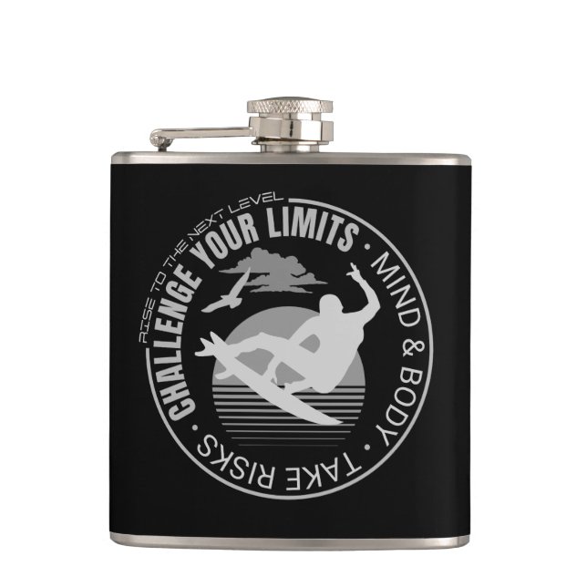Challenge Your Limits Next Level Inspirational  Hip Flask (Front)