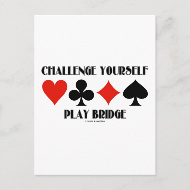 Challenge Yourself Play Bridge Postcard (Front)