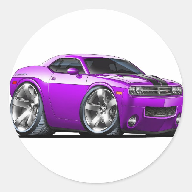 Challenger Purple Car Classic Round Sticker (Front)