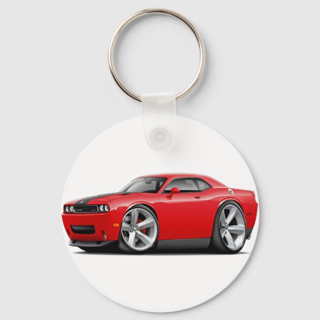 Challenger SRT8 Red-Black Car Key Ring (Front)