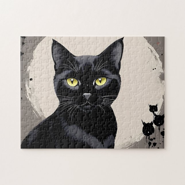Challenging 252-Piece Black Cat Jigsaw Puzzle (Horizontal)