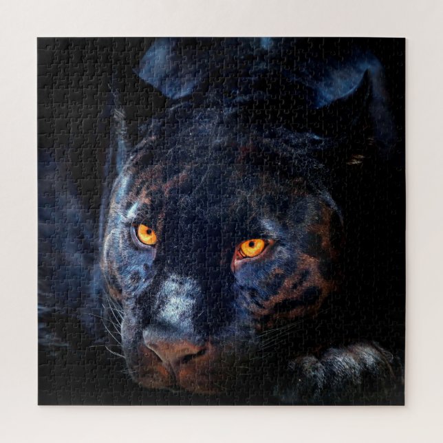 Challenging Almost All Black Big Cat Jigsaw Puzzle (Vertical)