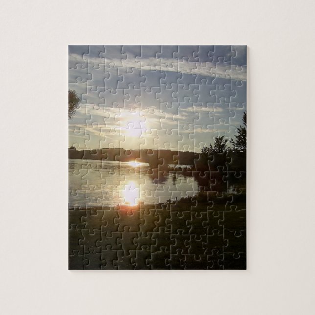 Challenging Sunset Lake and Sky Puzzle (Vertical)