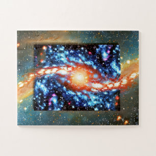 Challenging universe and orange blue cosmic colour jigsaw puzzle