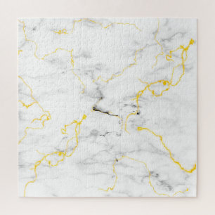 Challenging White Grey Marble Pattern Gold Vein Jigsaw Puzzle