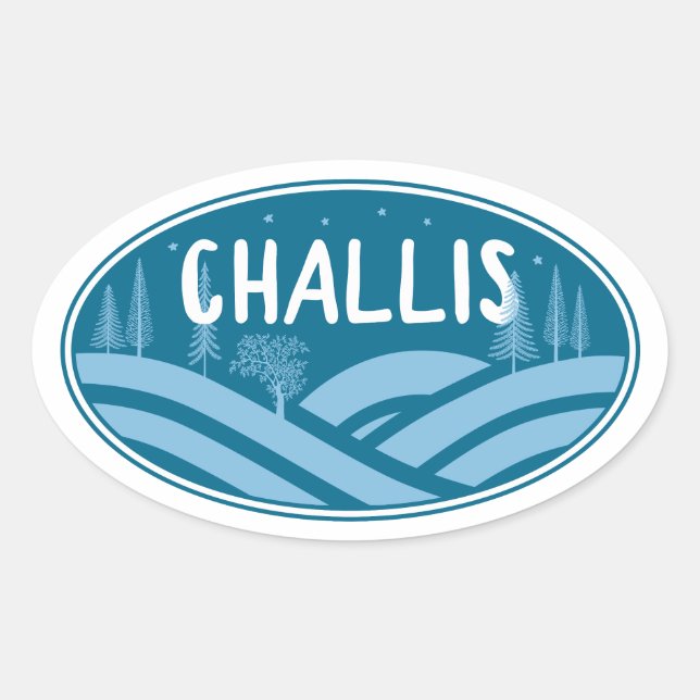 Challis Idaho Outdoors Oval Sticker (Front)