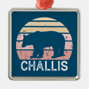 Challis Idaho Retro Bear Metal Ornament