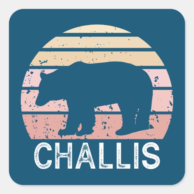 Challis Idaho Retro Bear Square Sticker (Front)