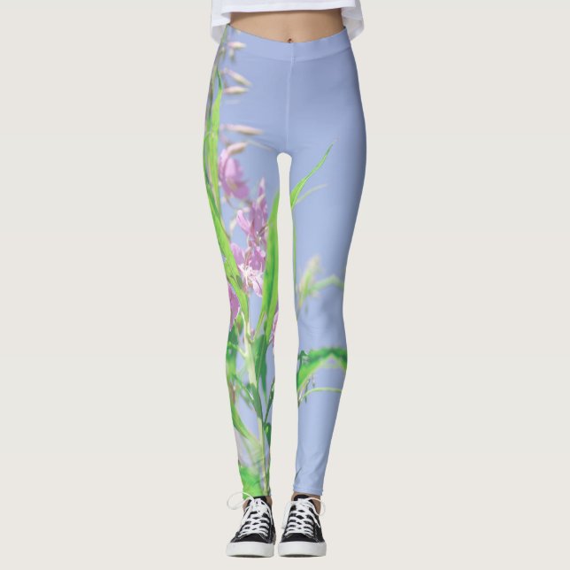 Chamaenerion angustifolium Fireweed Flowers Leggings (Front)