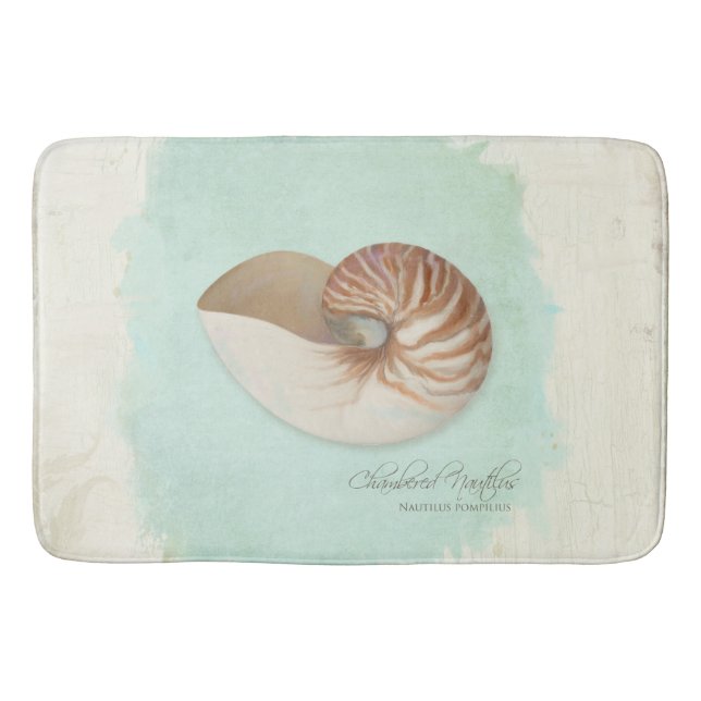 Chambered Nautilus Shell Ocean Seashore Beach Bath Mat (Front)