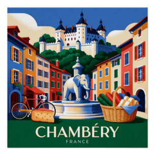 Chambéry France Alpine City Travel Poster