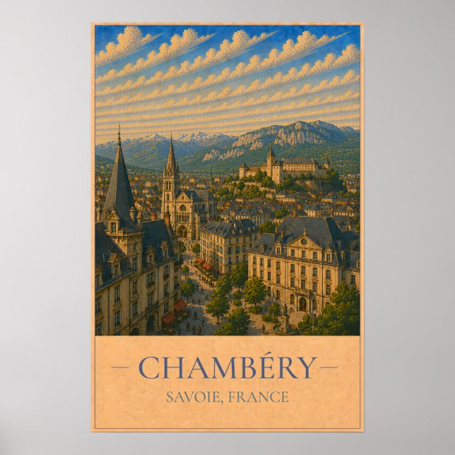 Chambéry, France – Vintage Travel Post Poster (Front)