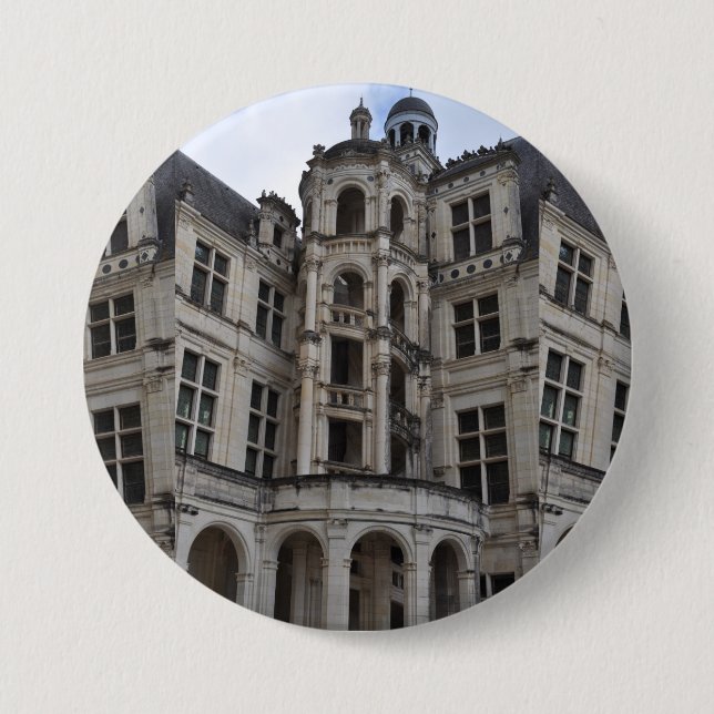Chambord castle, staircase by Leonardo da Vinci. 7.5 Cm Round Badge (Front)