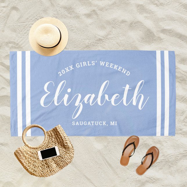 Chambray Blue Girls Weekend Personalised Name Beach Towel (Creator Uploaded)