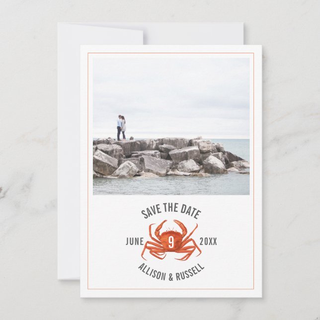 Chambray Crab Rustic Wedding Photo Save The Date (Front)