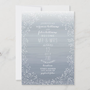 Chambray Watercolor Inspired Baby's Breath Wedding Invitation