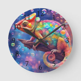 Chameleon 2 bubbles round clock