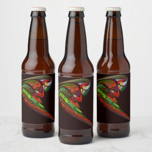 Chameleon Abstract Art Beer Bottle Label