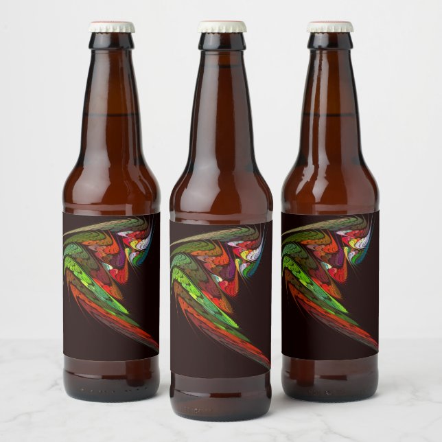 Chameleon Abstract Art Beer Bottle Label (Bottles)