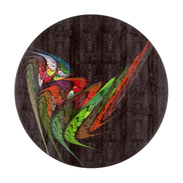 Chameleon Abstract Art Circle Cutting Board (Front)