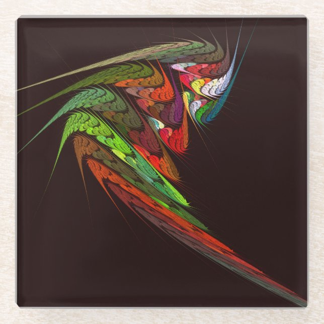 Chameleon Abstract Art Glass Coaster (Front)