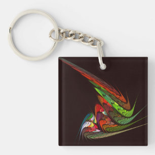 Chameleon Abstract Art Key Ring