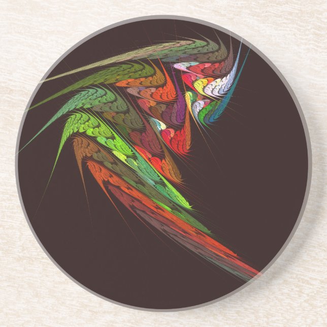 Chameleon Abstract Art Sandstone Coaster (Front)