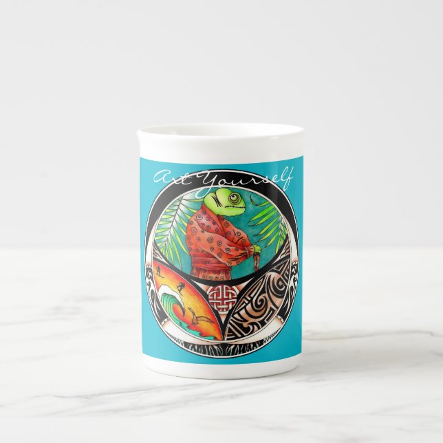 Chameleon Art Drawing Bone China Mug (Front)