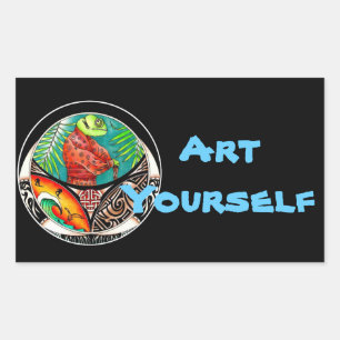 Chameleon Art Drawing Rectangular Sticker
