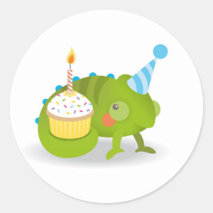 Chameleon birthday classic round sticker