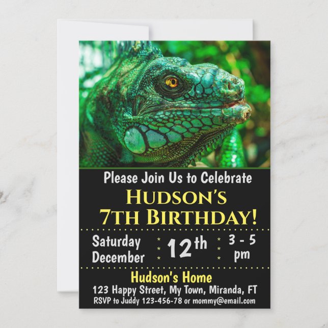 Chameleon birthday invitation (Front)