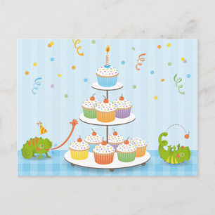Chameleon birthday postcard