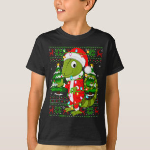 Chameleon Christmas Lights Santa Costume Ugly Xmas T-Shirt