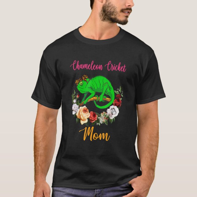 Chameleon Cricket Mom Floral Cute Bow Tie Mother's T-Shirt (Front)