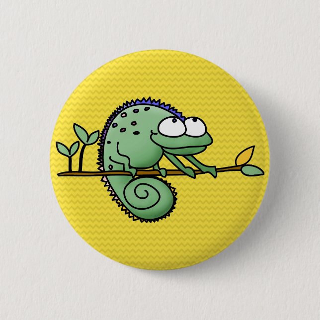 Chameleon Cute Funny  6 Cm Round Badge (Front)