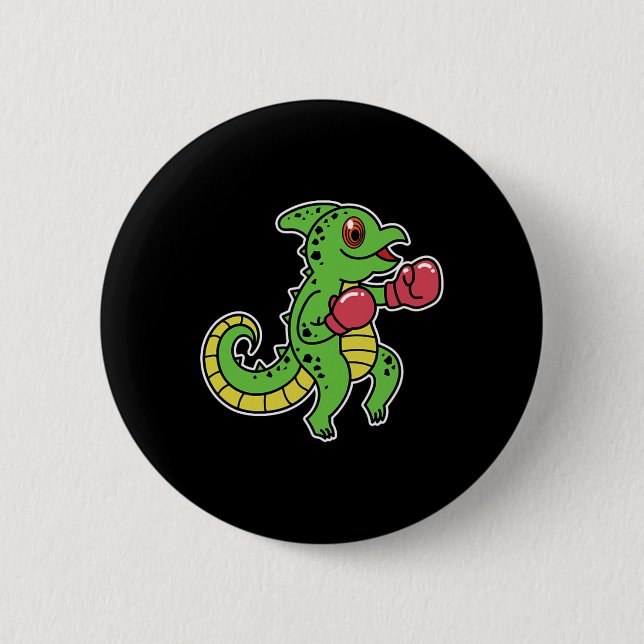 Chameleon Does Boxing  6 Cm Round Badge (Front)