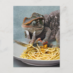 Chameleon Eating Spaghetti Postcard