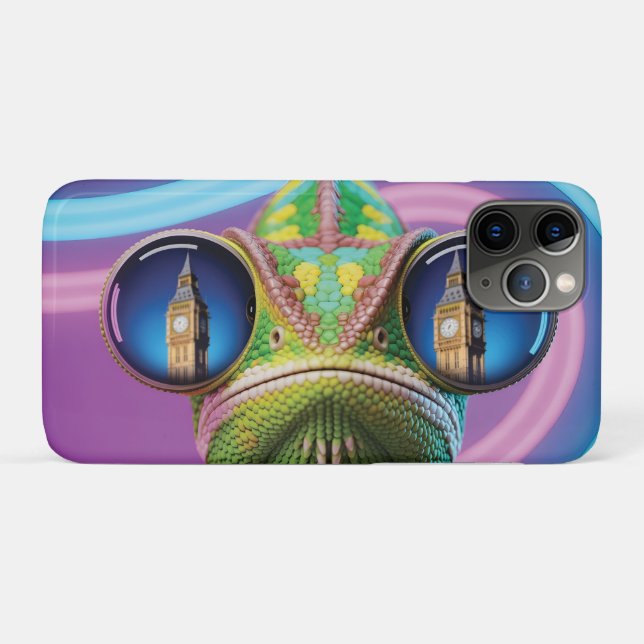 Chameleon Eye Reflection of Big Ben in Neon Lights Case-Mate iPhone Case (Back (Horizontal))