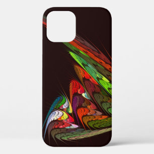 Chameleon Fractal Abstract Art in Vibrant Motion iPhone 12 Case