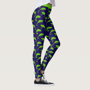 Chameleon Green and Blue Patterned Leggings