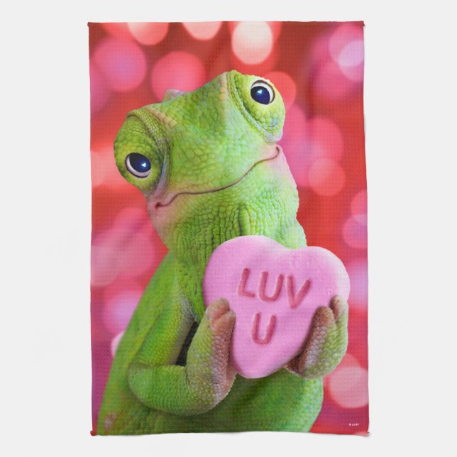 Chameleon Heart (Luv U) Tea Towel (Vertical)