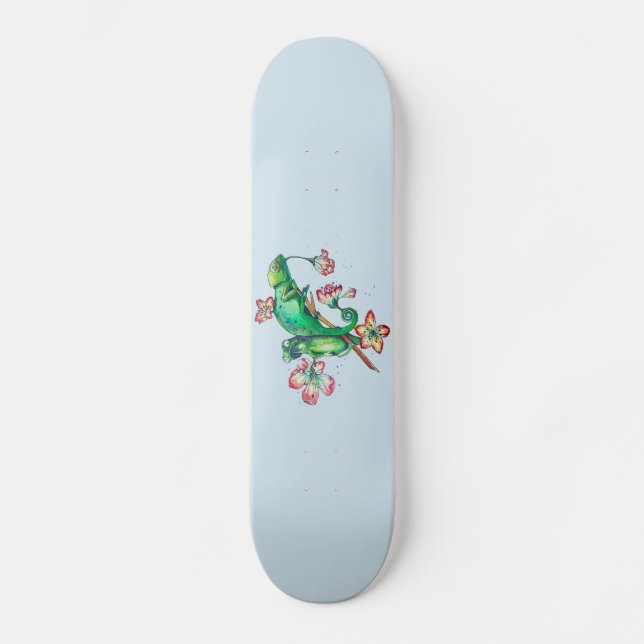chameleon in bloom skateboard (Front)