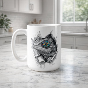 Chameleon Ink Portrait with Rainbow Eye Coffee Mug