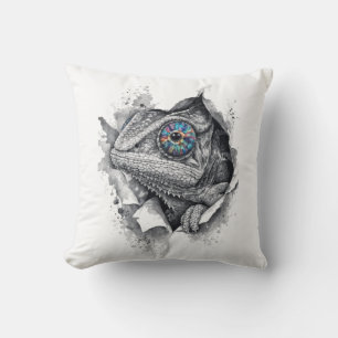 Chameleon Ink Portrait with Rainbow Eye Cushion