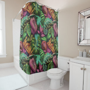 Chameleon Jungle Dreams Seamless Surface Pattern Shower Curtain