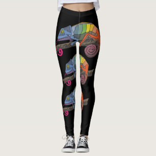 CHAMELEON LIZARD ART YOGA PANTS LEGGINGS